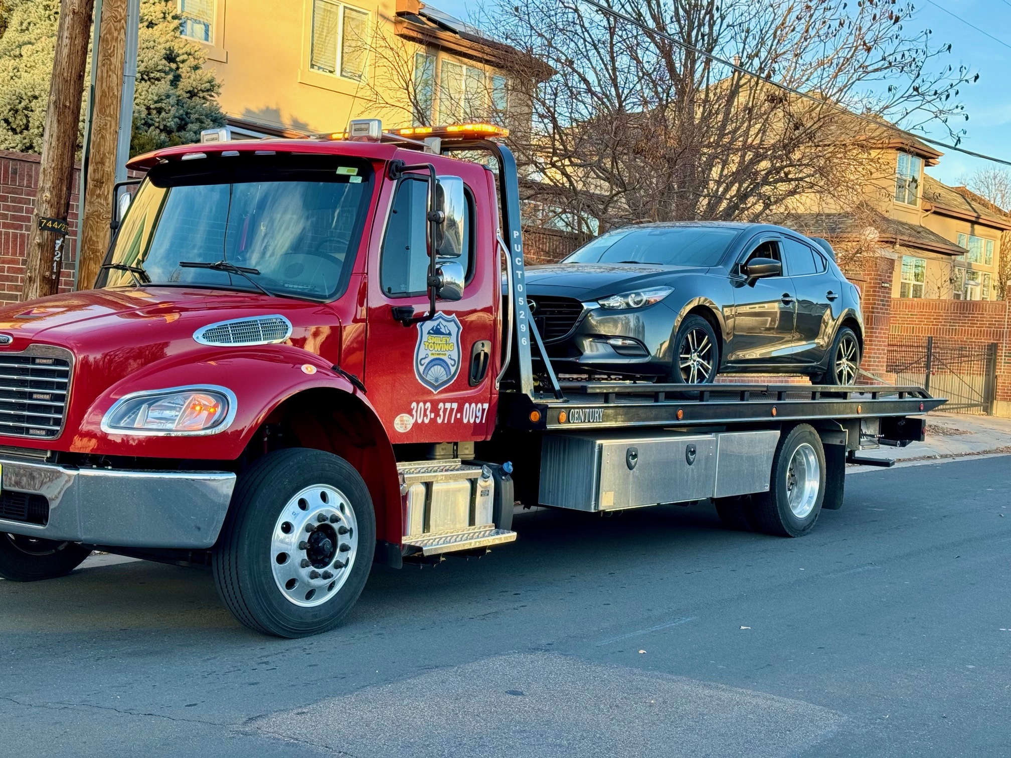 this image shows EV towing in Aurora, CO